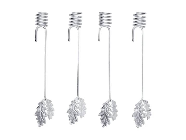 Ferm Living Bougeoir sapin de Noël Oak leaf, 4 pièces Argent