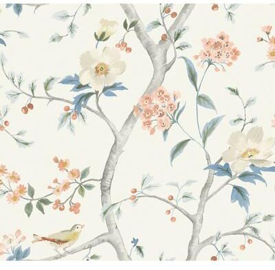 Seabrook Designs Lillian August Southport Floral Trail Unpasted Wallpaper