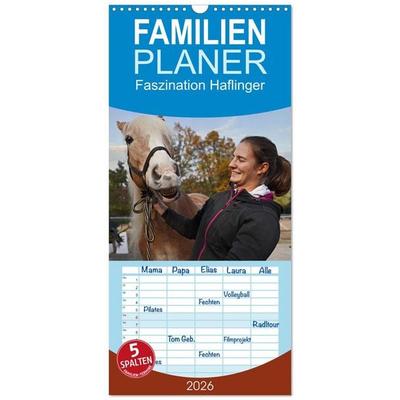 Familienplaner 2026 - Faszination Haflinger mit 5 Spalten (Wandkalender, 21 x 45 cm) CALVENDO
