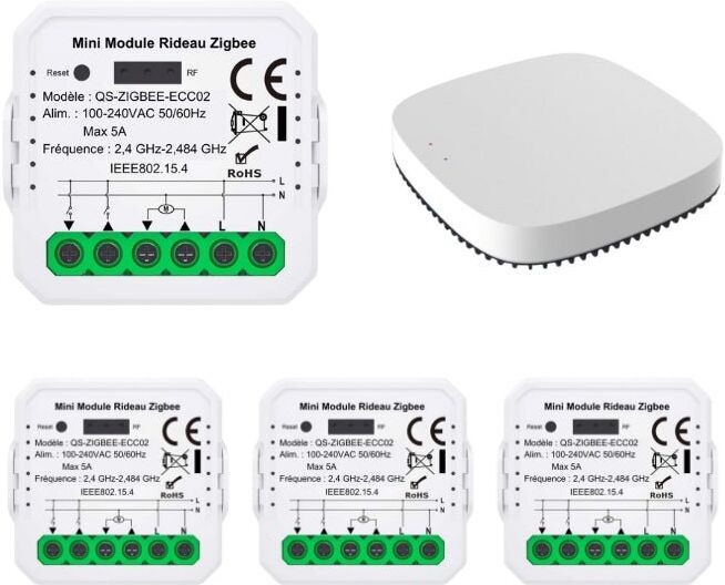 Silumen Modules Interrupteur pour Volet Roulant Zigbee (4 pièces) + 1 passerelle Zigbee