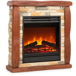 Lienz Elektrischer Kamin 1800W Steindekor Polystone Fernbedienung Steinoptik/Rotbraun