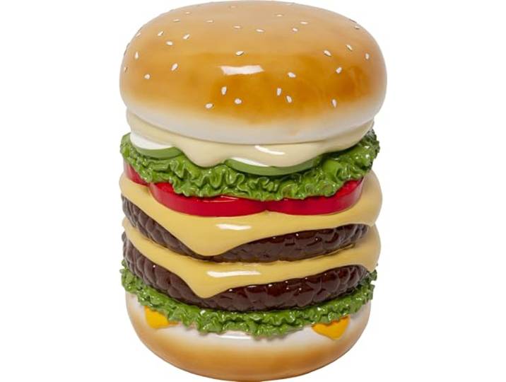 Kare Design Sitzhocker Burger, Mehrfarbig, Durchmesser 36 cm, Burger-Motiv, 110kg Belastbarkeit, Rund, Hocker, Dekoobjekt, Wohnzimmer