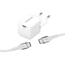 Intenso Power Adapter W30C GaN + C315C 1x USB-C + USB-C Kabel 30 Watt weiß 1,5m