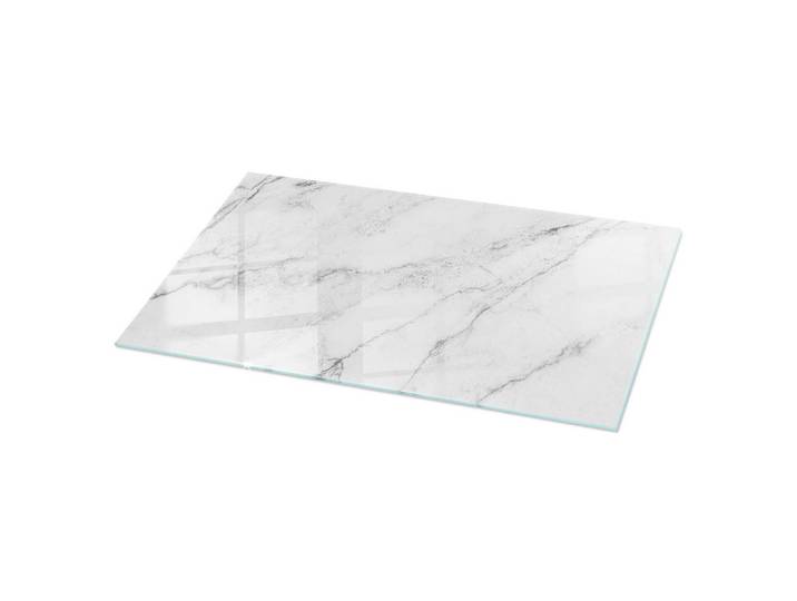 Tulup Glasplatte 100x50 cm Marmoroberflächenmuster, Hellgrau, Glas, Rechteckig, 100x50x0.4 cm, Esszimmer, Esstische, Tischsysteme