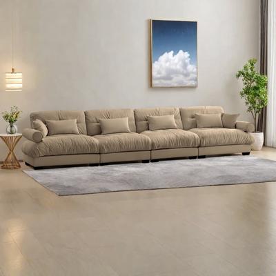ZWYO HOSIMU "166"" Velvet 4-Seater Sofa with Bolster Armrests, High-Resilience Sponge Cushions"