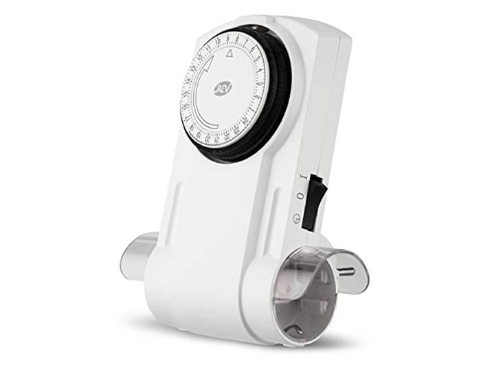 REV Twintime Tijdschakelaar - mechanische schakelaar voor het stopcontact, 96 tijden/dag, 1800 W, wit