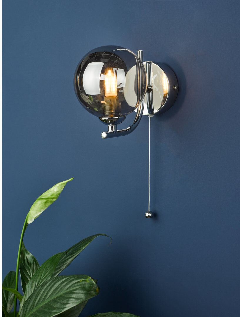 Marlow Home Co. Wall Light Smoke Glass/Polished Chrome 12.5cm H X 8cm W X 12.5cm D