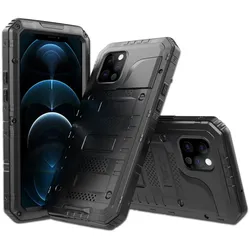 Cadorabo Outdoor Hülle 360 Grad Schutz (Apple iPhone 12 Pro), Smartphone Hülle, Schwarz