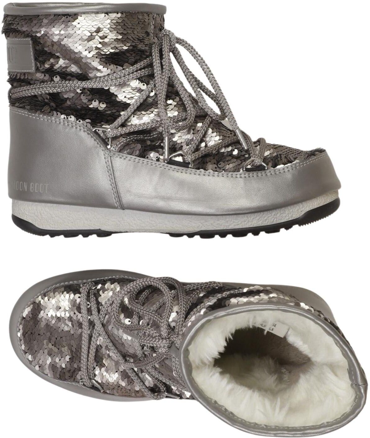 Moon Boot Damen Stiefelette, Silber, Gr. EU 36, Kunstleder - Second Hand