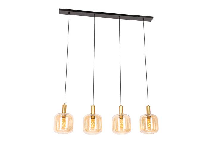 Suspension intelligente noire avec verre ambré et laiton 4
