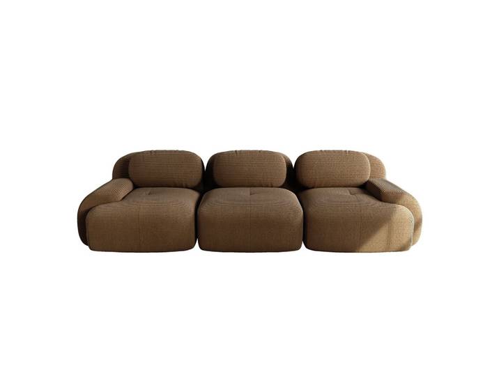 3-SITZER SOFA cord in braun, rahmenlos & montagefrei