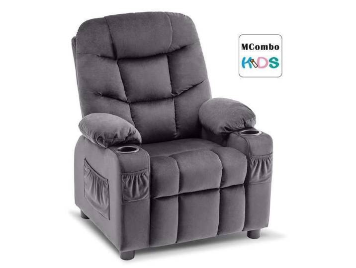 M MCombo Kids 7355 Fauteuil pour Enfant et Adolescent avec Fonction inclinable Velours Gris foncé