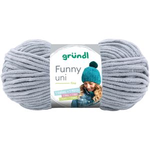 Gründl Häkelgarn 3442-07 Funny uni, hellgrau, 100 g / 120 m, Nadelstärke 5-6, 100% Polyester