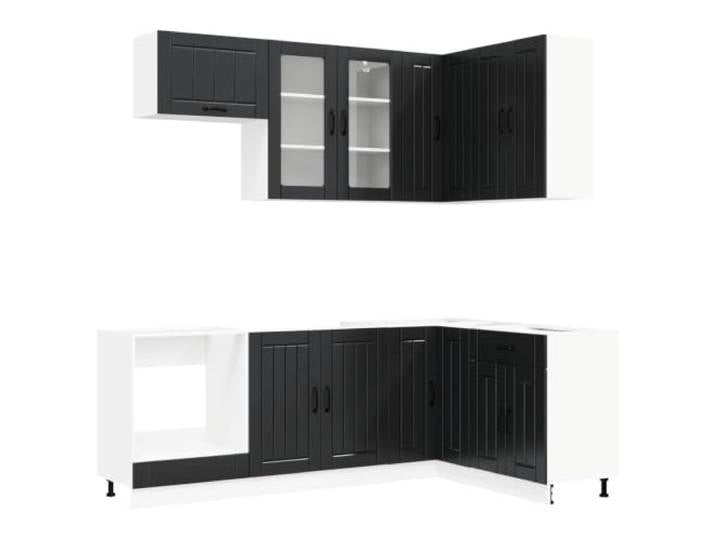 GPWERSDF Kücheneinheit Lucca 8 pcs Schwarz Holzwerkstoff Verstellbare Füße, Geräumige Schränke, Moderne Küchenzeile, Pflegeleicht