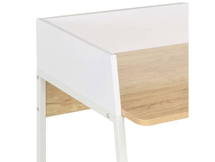 Bureau BURKE Blanc Table à écrire - 1 PERSONNE - Blanc et chêne 90x60x88 cm - BB10