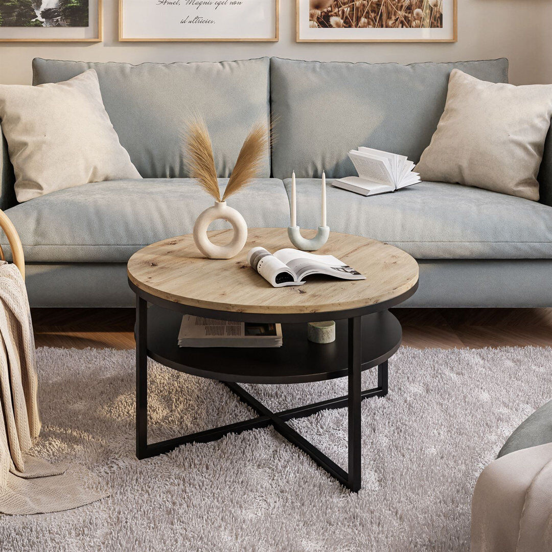 Latitude Run Lottye Frame Coffee Table Black/Light Brown