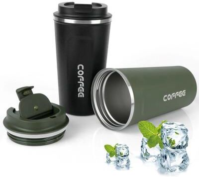 Inspire Select Thermo Cafe Double Wall Stainless Steel Travel Mug Leakproof Coffee Thermos Cup green 17.2 Fl Oz