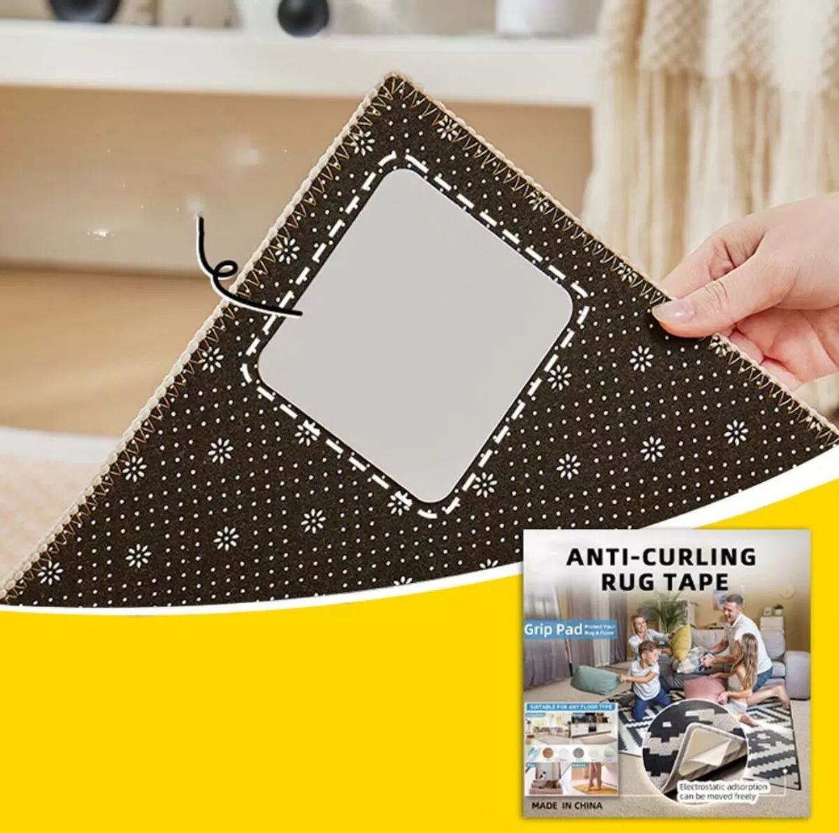 INF 10 Stück Weiße Teppich Anti-Rutsch Pads - Wiederverwendbare Teppich Greifer