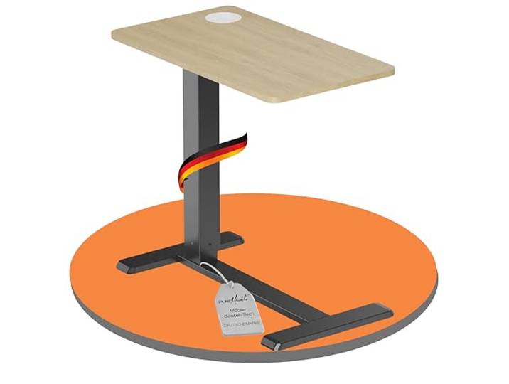 PureMounts® Mobiler Beistell-Tisch höhenverstellbar, Höhenverstellbarkeit 64,0cm bis 99,9cm, bis zu 7kg Tragkraft, feststellbare Rollen, integrierter Getränkehalter, schwarz