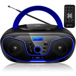 Cyberlux CD-Player Radio mit Fernbedienung CD/MP3 USB AUX-In blau