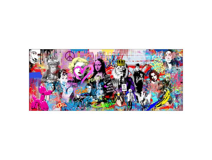 Tableau verre Graffiti Marylin And Frien Verre flotté Multicolore 125 x 50 x 1cm