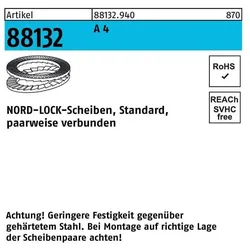 Nord-Lock, Zubehör Befestigungstechnik, Unterlegscheibe R 88132 geklebt NL 12 SS A 4