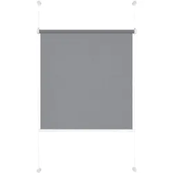 Ondeco Tageslicht Rollo ohne Bohren Klemmrollo Alternative Plissee Klemmfix Sichtschutz Sonnenschutz Farbe: Grau, Größe: 90x210 cm