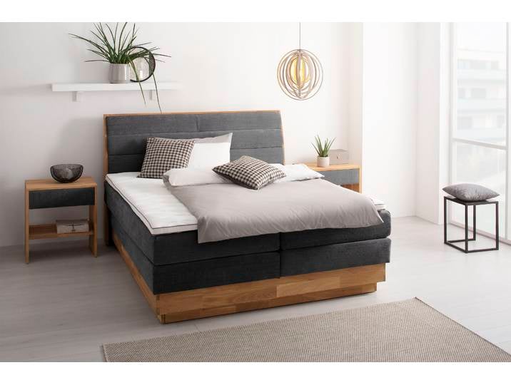 Boxspringbett, Polyester, Grau Ferro, 184×216 cm, LED-Beleuchtung, 7-Zonen-Taschenfederkern, Modern, OTTO Products