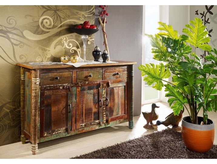 Sideboard Altholz 140x42x88 mehrfarbig lackiert FABLE #04