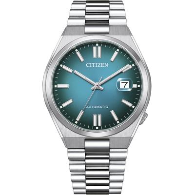 Automatikuhr CITIZEN "TSUYOSA 60 H", silber (silberfarben, türkis), Armbanduhren, Damen, Automatikuhr, Armbanduhr, Damenuhr, Herrenuhr, Edelstahlarmband, Saphirglas, Datum