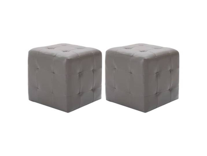 2 pcs Poufs Gris 30 x 30 x 30 cm Similicuir