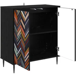 vidaXL, Kommode + Sideboard, Sideboard OMMEN Schwarz Eichen-Optik 69 x 33 x 76 cm (33 x 33 x 76 cm)