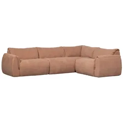 Ecksofa Baggy aus Chenille-Stoff, modern und flexibel, Rechtsausführung, altrosa