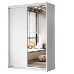 KLEIDERSCHRANK CAMARO II 150 cm mit Spiegel Schiebetürenschrank Weiß