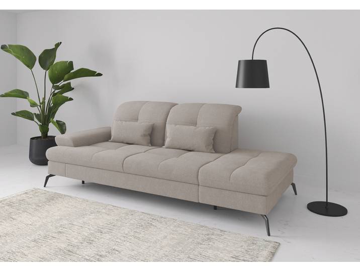 Recamiere, 231x122 cm, Polyester, Grau, Sitztiefenverstellbar, Modern, sit&more