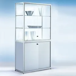 Glasschiebetür Vitrine mit Unterschrank