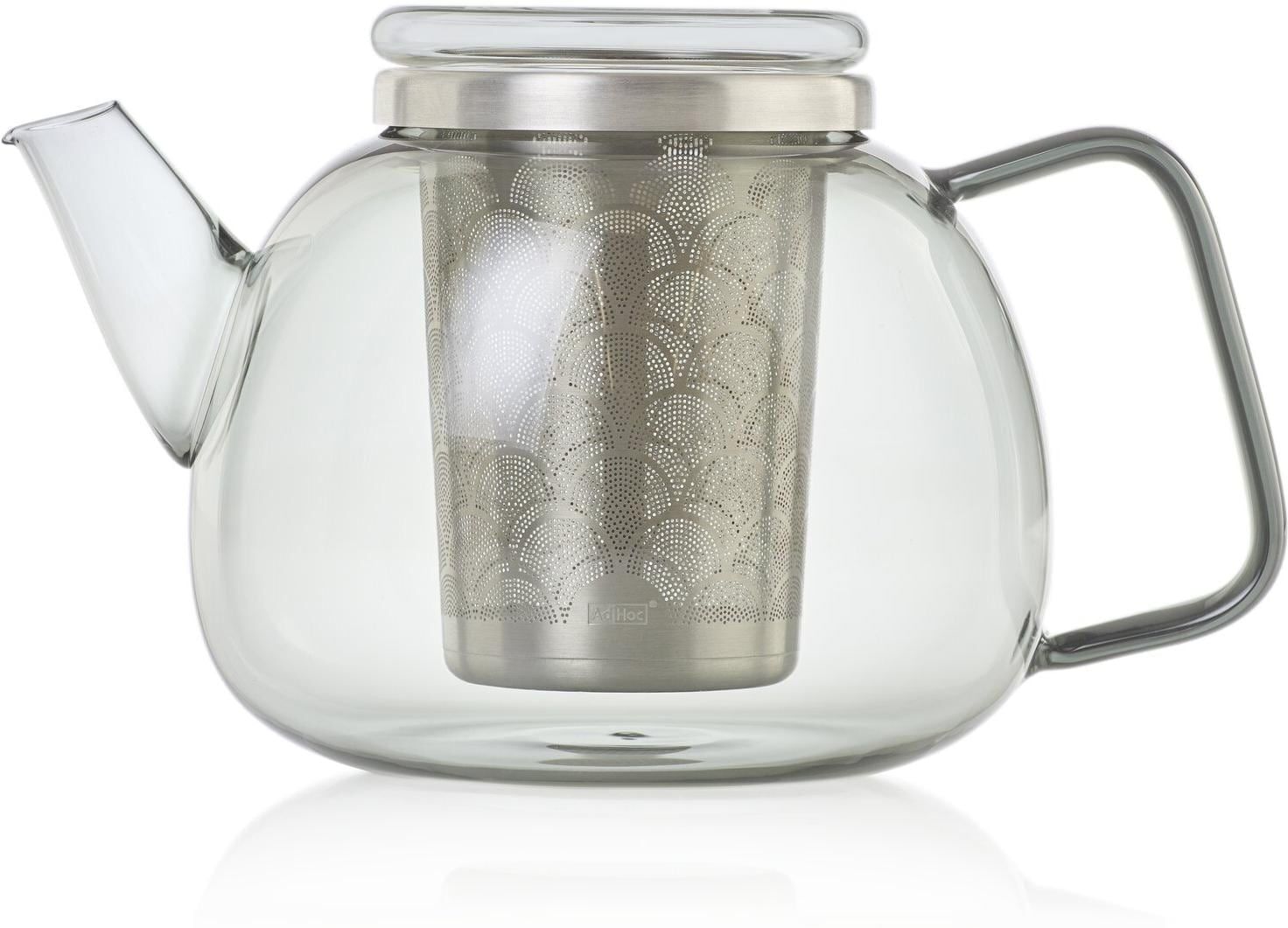 Teekanne ADHOC "Yuna", transparent, 1,2 l, Borosilikatglas, Edelstahl, Kannen, Teekanne transparent 1,2 l