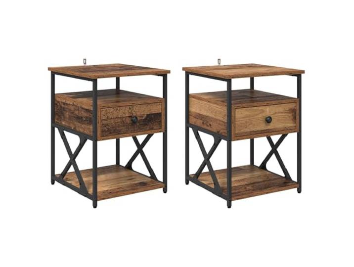 LMTYOENFG Nachttisch 2er Set, Beistelltisch mit Schubladen, 40x42x55 cm Stilvoller Stauraum fürs Schlafzimmer: Robuste Konstruktion aus Holzwerkstoff und Metall mit praktischen Ablagefächern.