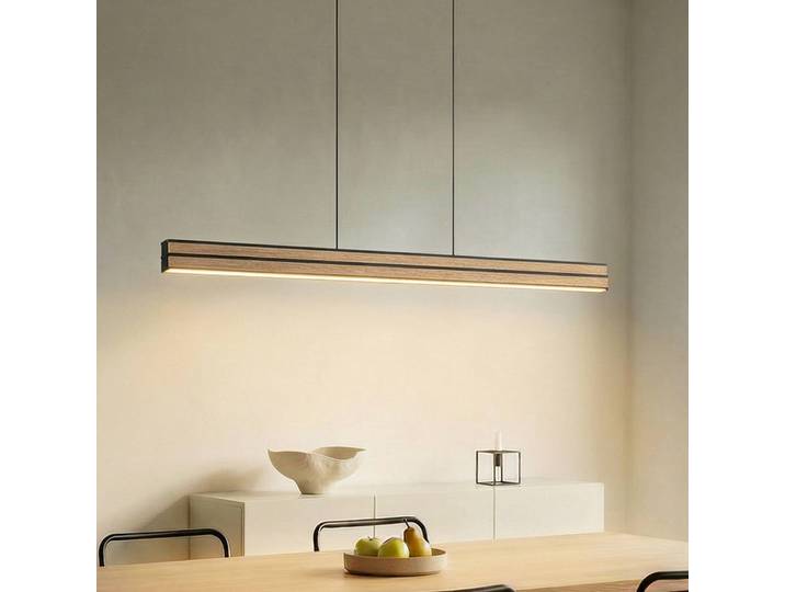 Hängeleuchte Lisene Quitani, dimmbar, Holz hell, für Wohn- / Esszimmer, Aluminium, Design