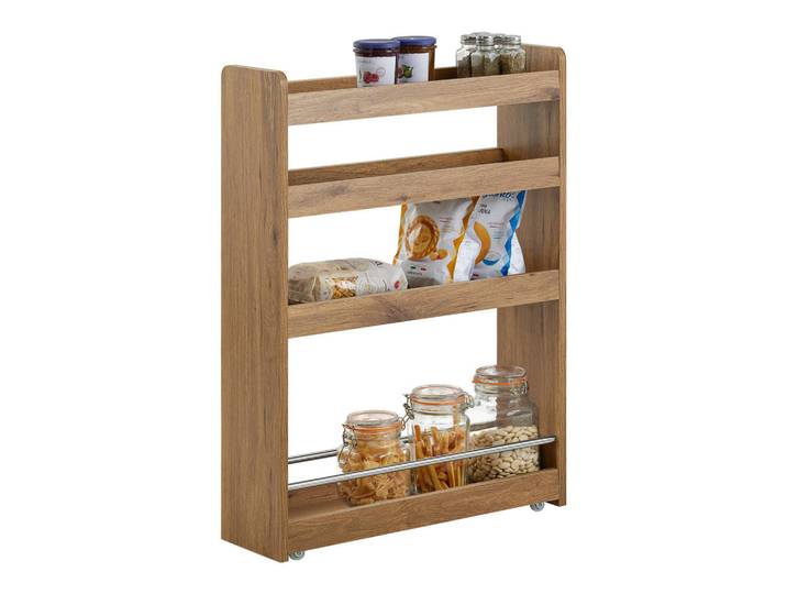 SoBuy Nischenregal Vintage, Braun, Holzwerkstoff, 18x82x60 cm, Esszimmer, Servierwagen