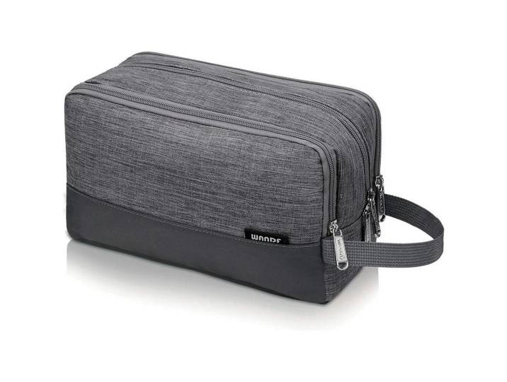 Kulturbeutel Denim Grau 24 x 15 x 12 cm, 5x2x5 cm, Badaccessoires, Kosmetikdosen