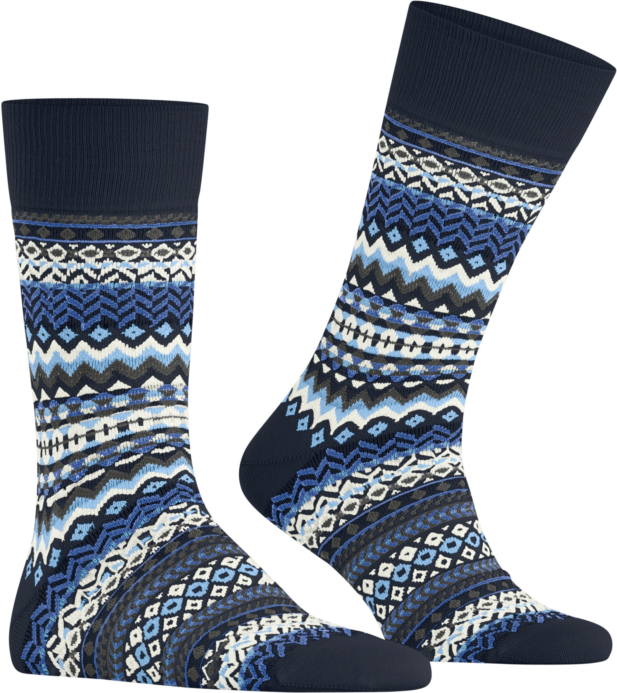 Socken BURLINGTON "Fair Isle", Herren, Gr. 40-46, blau (marine (6120)), Obermaterial: 67% Schurwolle WV. 27% Polyamid PA. 6% Baumwolle CO., glatt, Socken Socken