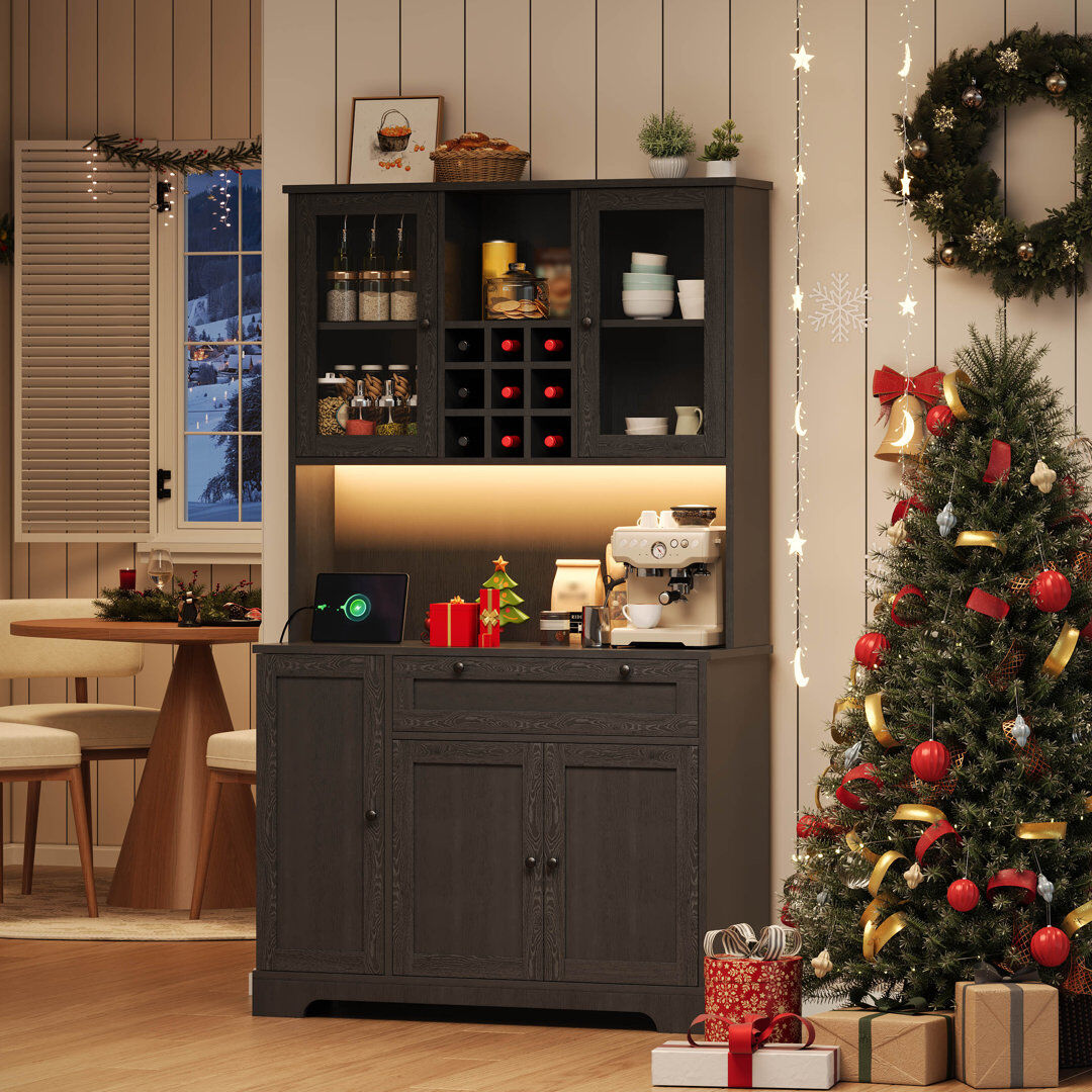 Brayden Studio 180cm Kitchen Pantry Black 180cm H X 105cm W X 40cm D