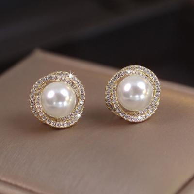 Elegant Twist Pearl Stud Earrings With Crystal Spiral Design Womens Fashion Jewelry Elegant Twist Pearl Stud Earrings With Crystal Spiral Design Womens Fashion Jewelry
