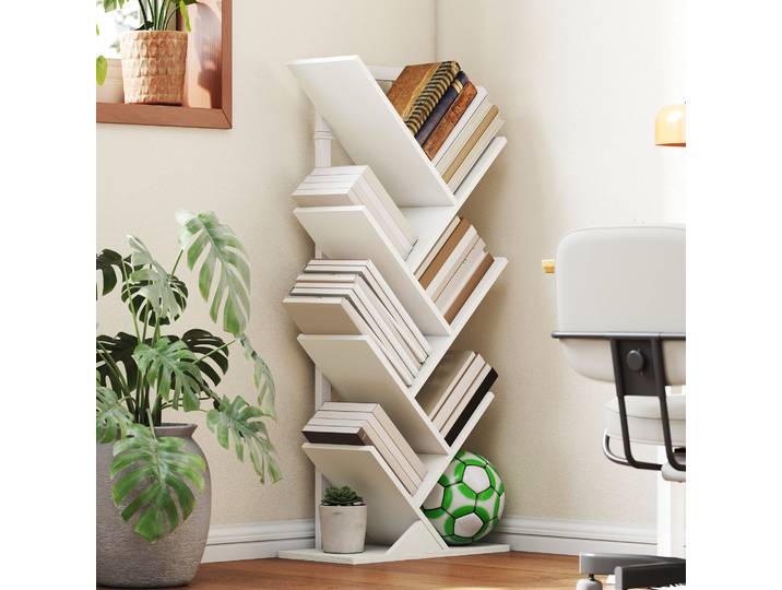 HOMCOM Étagère Arbre 7 Niveaux Anti-Basculement Blanc 109cm