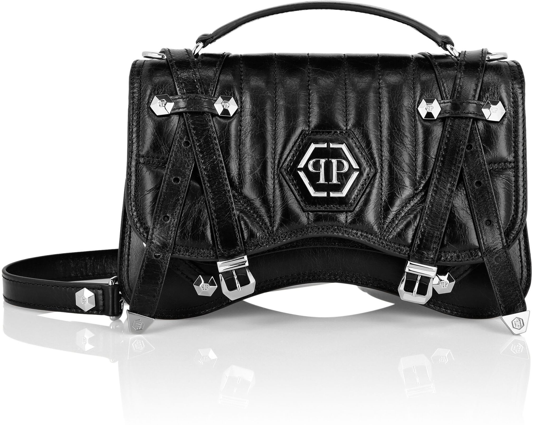 Handtasche PHILIPP PLEIN "Hexagon", Damen, schwarz (02, schwarz), Taschen Handtasche