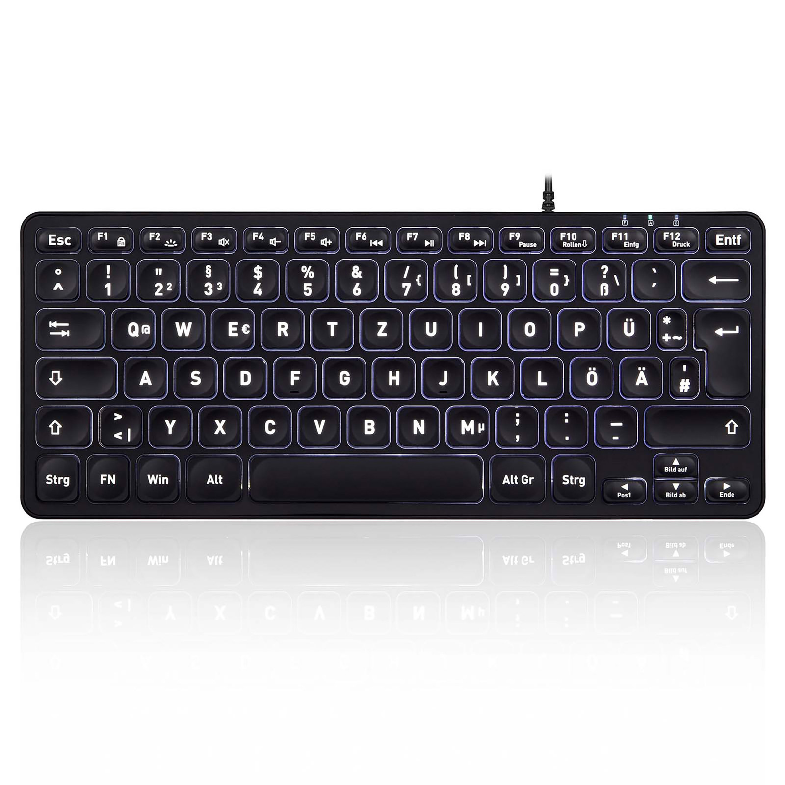 Perixx PERIBOARD-332B Mini-toetsenbord met verlichting, USB, zwart