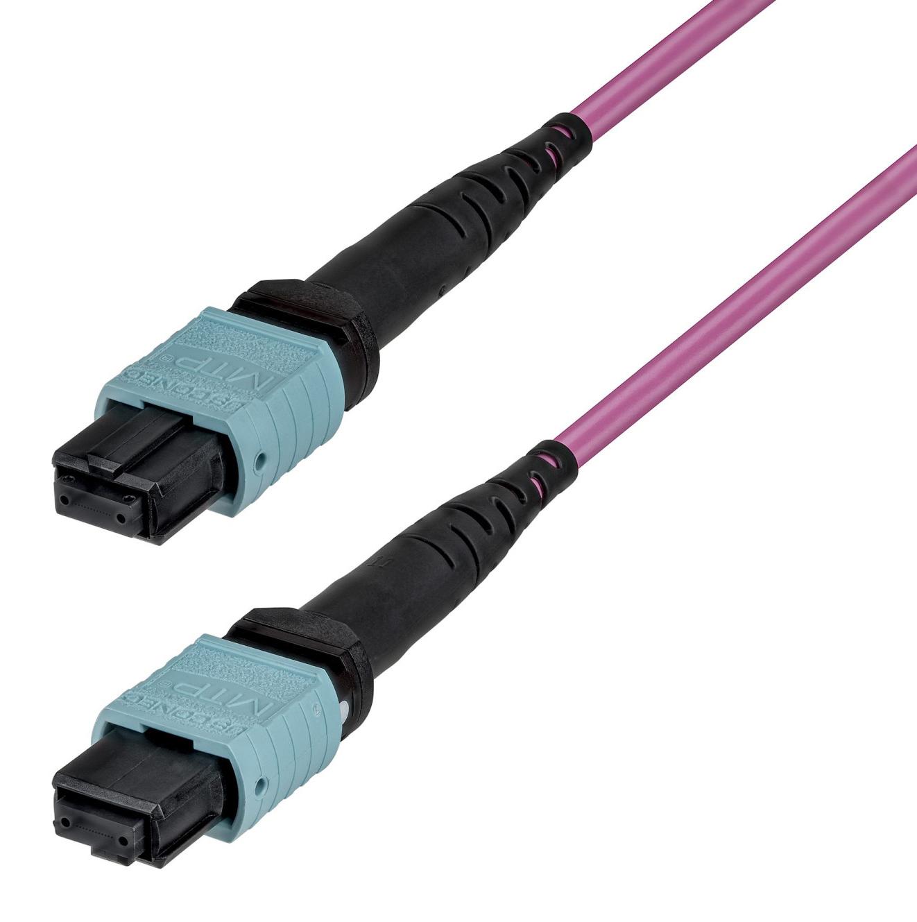 StarTech.com 10m MTP/MPO Glasfaserkabel, 12F Type-B, OM4 Multimode MTP/PC Buchse LWL Patchkabel, 50/125µm, OFNP Plenum, MTP-12 Glasfaser Jumperkabel, 10 m, OM4, MPO/MTP, MPO/MTP