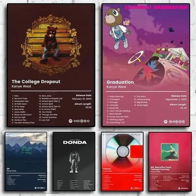 Uplift Essentials Kanye West Music Album Poster   Aesthetic Hip Hop Canvas Wall Art style 7 20 X 28 In