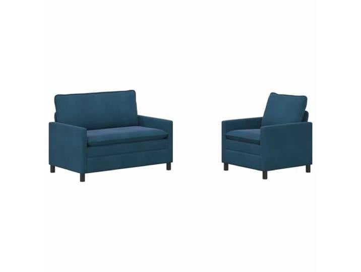 Makastle Sofa Couch 2er Set Blau Samt